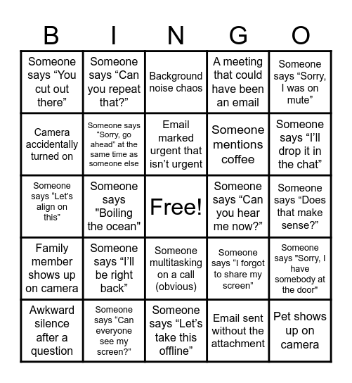 Office Bingo Card