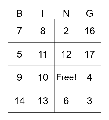 Fast Bing(o) Bingo Card