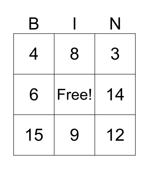Fast Bing(o) Bingo Card