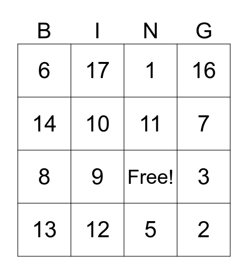 Fast Bing(o) Bingo Card