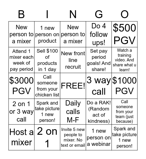 Pay Period B I N G O! Bingo Card