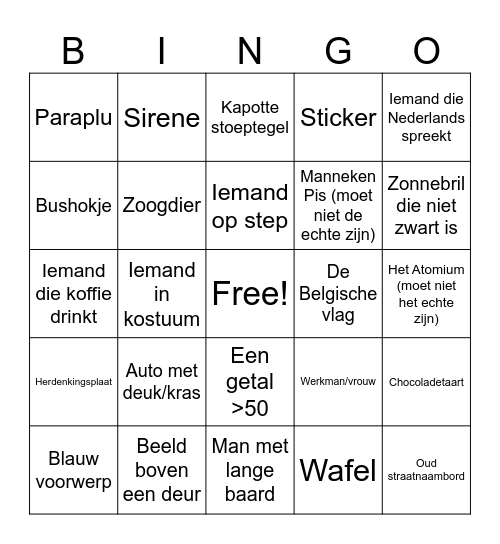 Wandeling Brussel Bingo Card