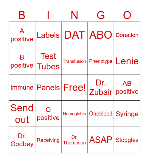 LAB WEEK BINGO Card