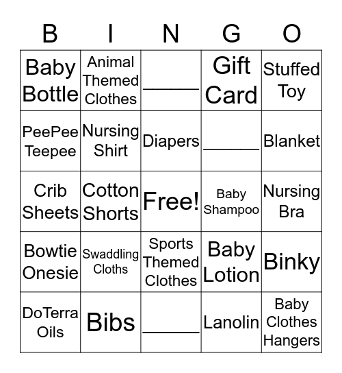 Baby Griffin Bingo Card
