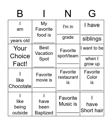 Church Friends Bingo Card