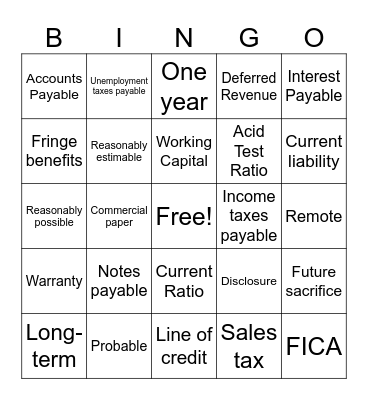Chapter 8 BINGO Card