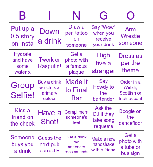 Kat's Birthday Bingo Card