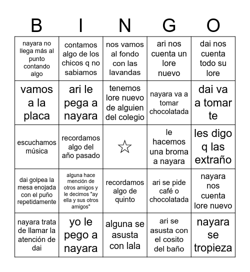 primera juntada en mi casa del año Bingo Card