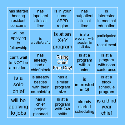 Find a Rising Chief who Bingo Card
