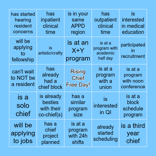 Find a Rising Chief who Bingo Card