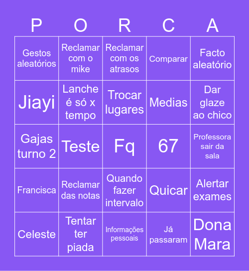 Maria José bingo Card