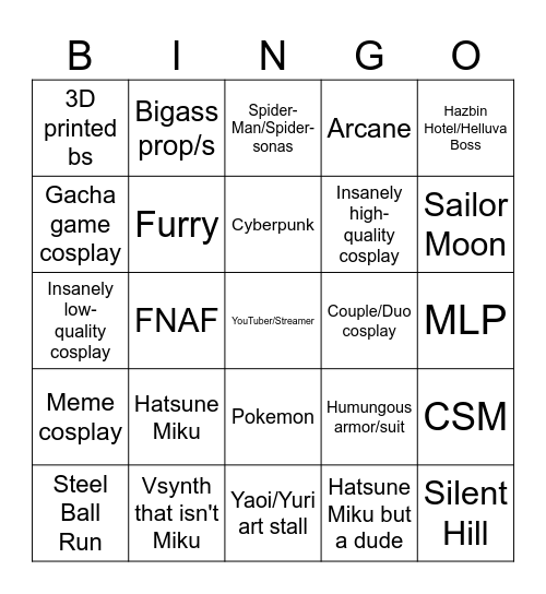 Comicon Bingo Lapse Bingo Card