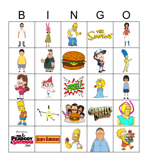 Cartoon Bingo Card