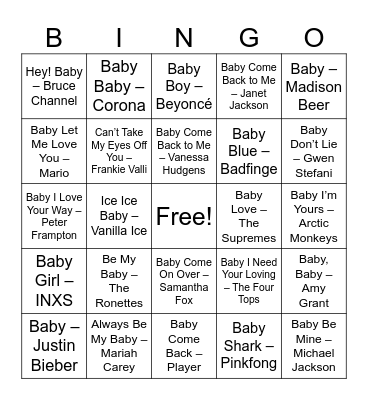 Baby Muziekbingo Card