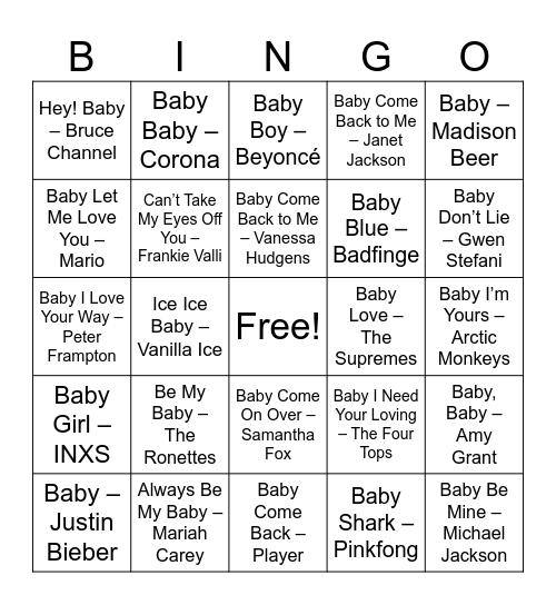 Baby Muziekbingo Card