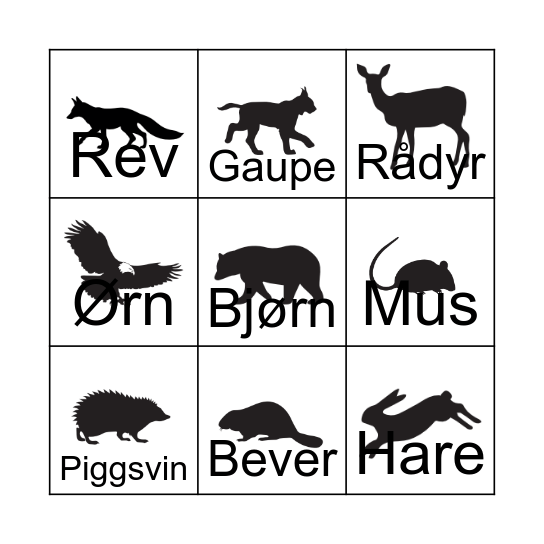 Finn Dyrene Bingo Card