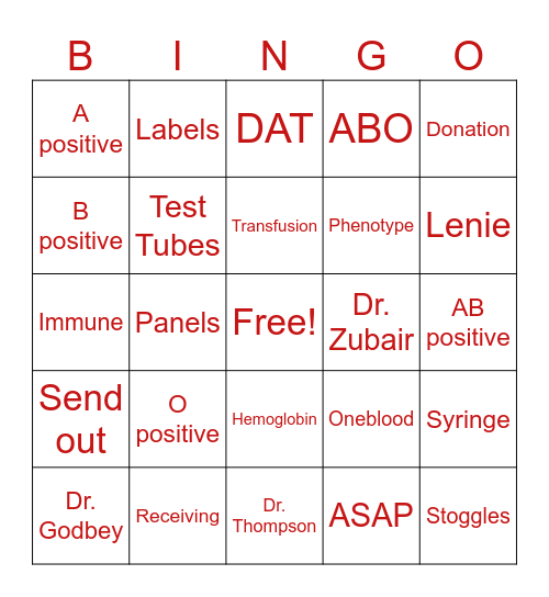 LAB WEEK BINGO Card