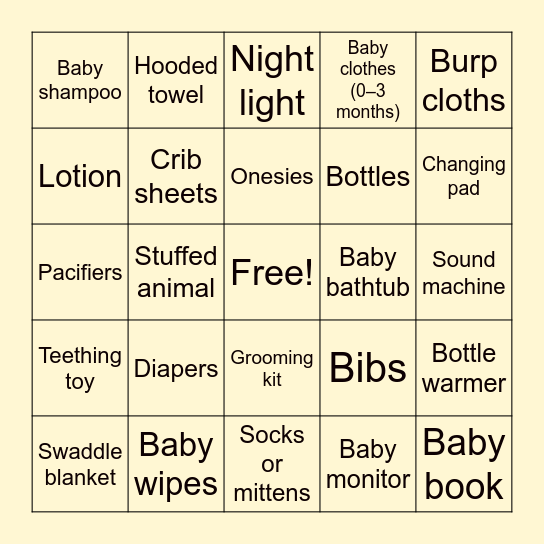 Gift Bingo! Bingo Card