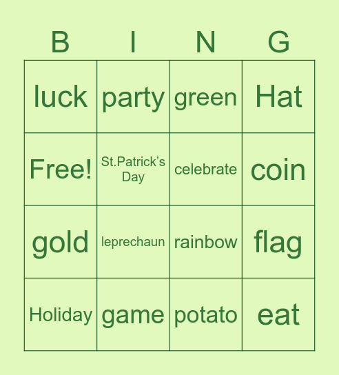 ST. Patrick’s Day BINGO Card