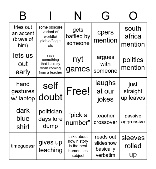 shaun ryley Bingo Card