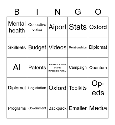 Strat plan BINO Bingo Card