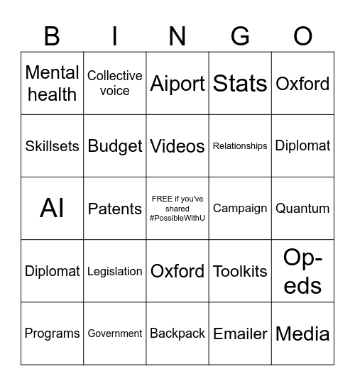 Strat plan BINO Bingo Card