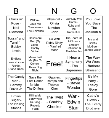 March Music Bingo! Bingo Card