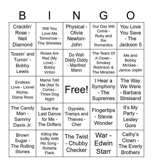 March Music Bingo! Bingo Card