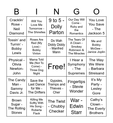 March Music Bingo! Bingo Card
