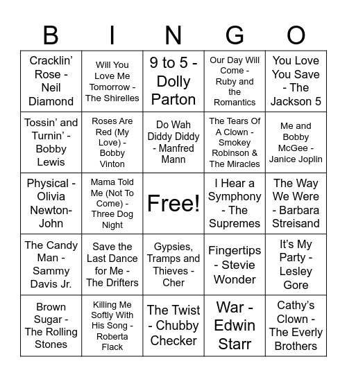 March Music Bingo! Bingo Card