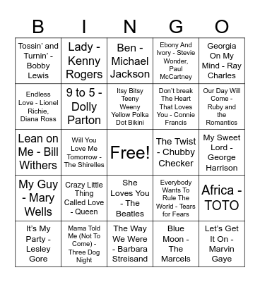 March Music Bingo! Bingo Card