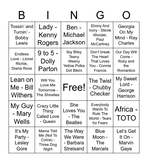 March Music Bingo! Bingo Card