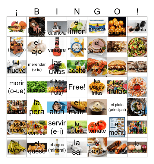 SEN 2 - Vocabulario de Lección 2 Bingo Card