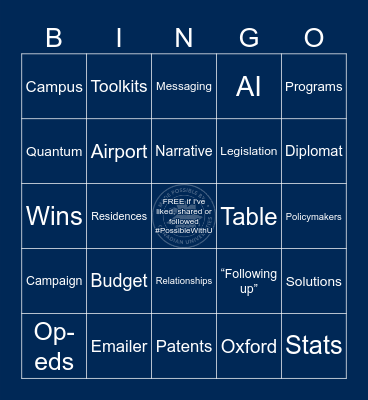 STRATEGIC PLAN Bingo Card
