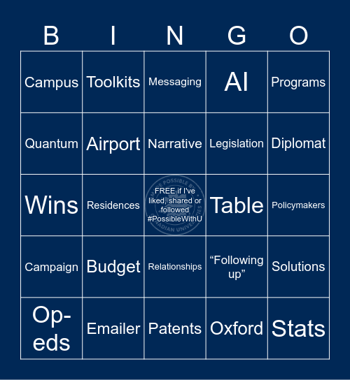 STRATEGIC PLAN Bingo Card