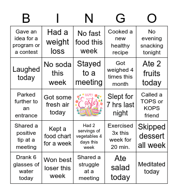 TOPS Contest - April Bingo Card