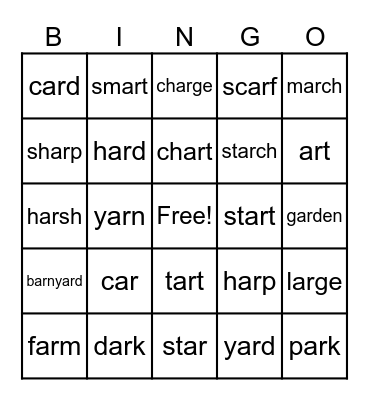 ar bingo Card