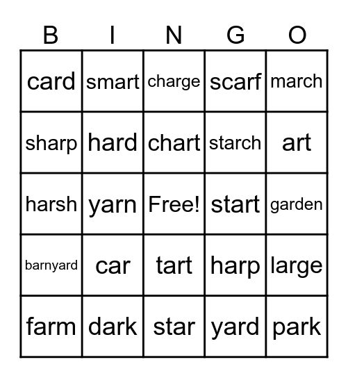 ar bingo Card