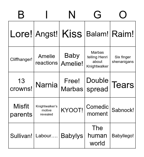 Babymelie Bingo! Bingo Card