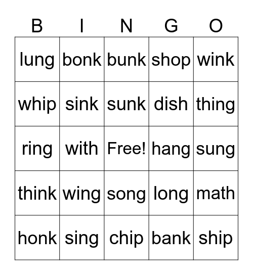 Glued Sounds Bingo Card