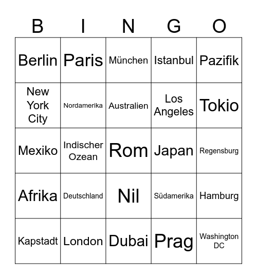 Geographie Bingo Card