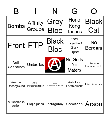 Learn the Lingo, Anarchy Bingo Card