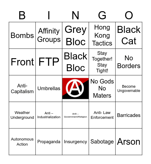Learn the Lingo, Anarchy Bingo Card