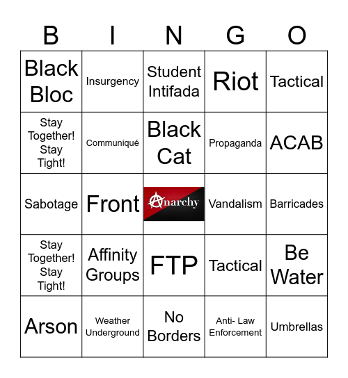 Learn the Lingo, Anarchy Bingo Card