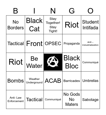 Learn the Lingo, Anarchy Bingo Card