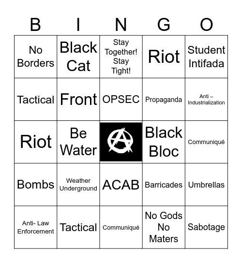 Learn the Lingo, Anarchy Bingo Card