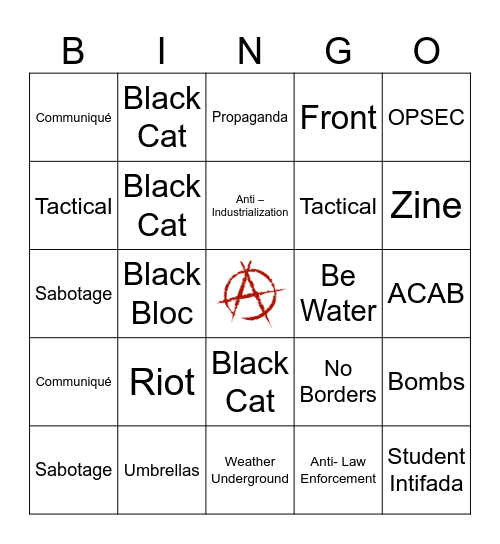 Learn the Lingo, Anarchy Bingo Card