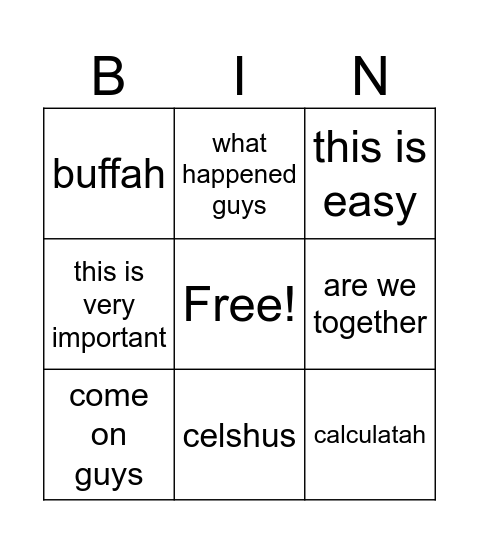 muteti bingo Card