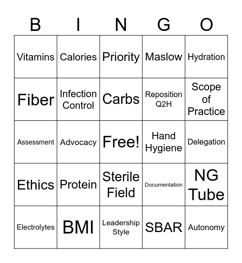University of Lynchburg Senior Bingo Card