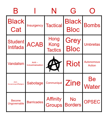 Learn the Lingo, Anarchy Bingo Card
